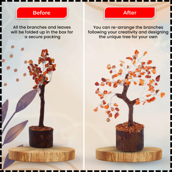Red Aventurine Crystal Tree – 100 Beads Gemstone Bonsai | Healing Tree for Home Décor, Vastu Energy & Reiki Practices | Brings Positive Vibes, Confidence & Vitality to Any Space. - Image 3